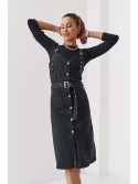 Denim dress with adjustable straps, black 9014 - Online store - Boutique